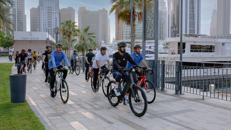 In pics: Sheikh Mohammed takes a bicycle tour of Dubai Canal