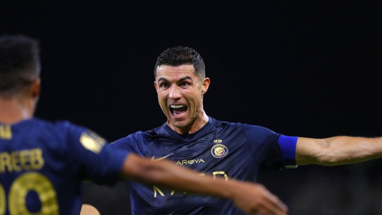 Cristiano Ronaldo celebrates his 850th career goal