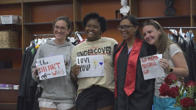 White Hall High School secretary celebrates earning college degree