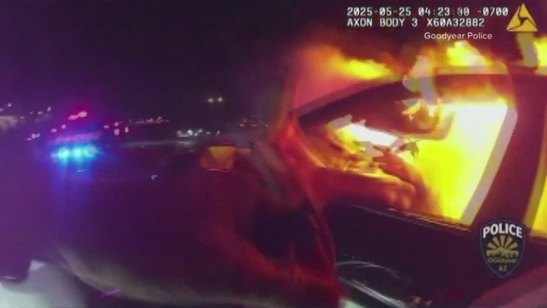 Officer burned rescuing woman from fiery I-10 crash near Phoenix