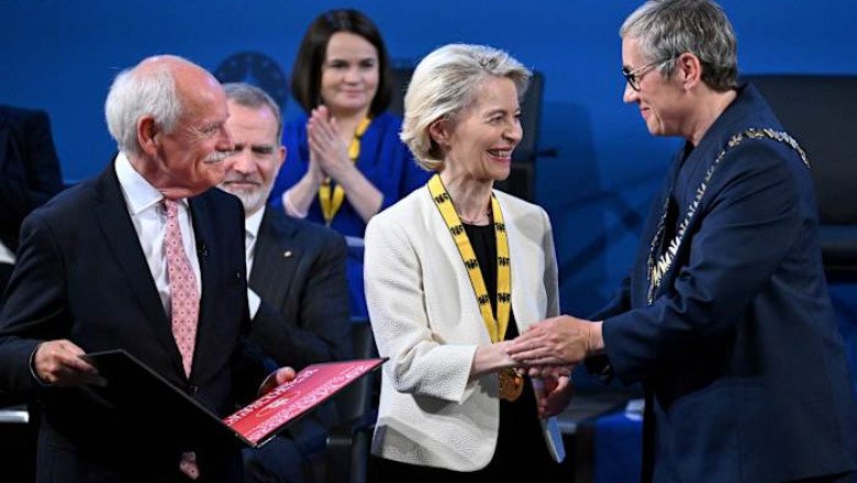 Ursula von der Leyen honored with award for contributions to European unity