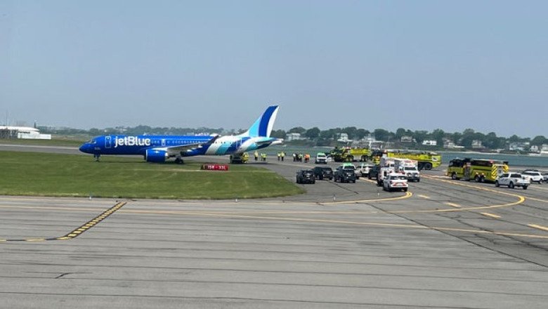 JetBlue flight rolls off runway at Boston’s Logan Airport upon arrival from Chicago