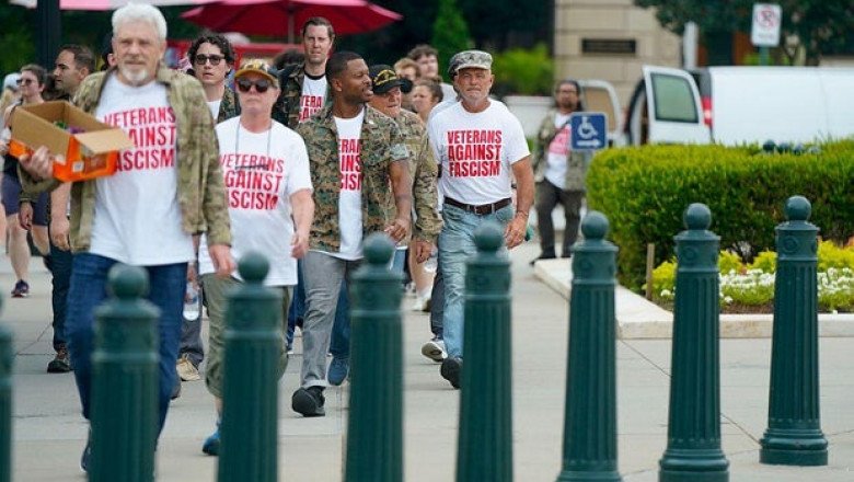 About 60 protesters demonstrating against military parade arrested outside U.S. Capitol