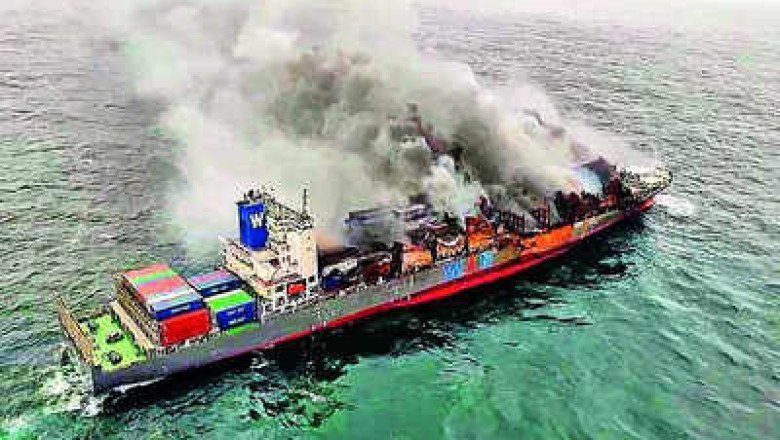 Ship fire: ICG, Navy and IAF execute high-risk operation; tow burning Singaporean ship away from coast | India News