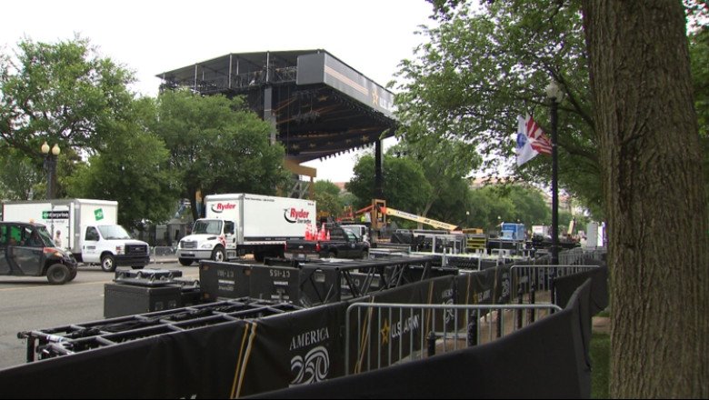 Parade goers reflected as crew work to clean up Constitution Ave.