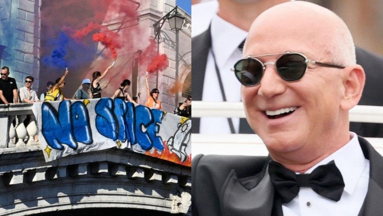 Hundreds protest extravagant Venice wedding of Jeff Bezos, Lauren Sánchez