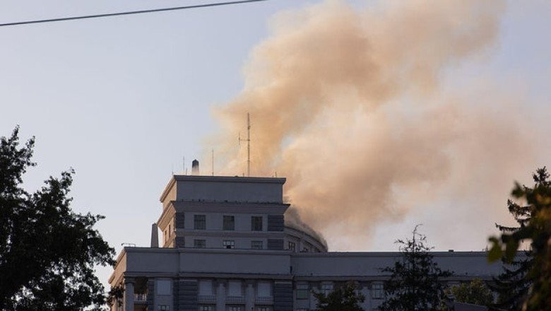 Ukraine government building in Kyiv damaged in largest Russia aerial attack of the war